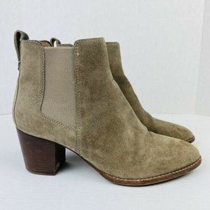 Madewell $178 The Regan Boot Suede Leather Tan Wet Pebble Boots Shoes Heels 9.5